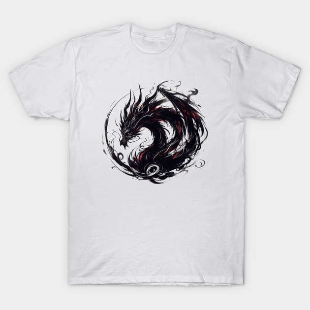 Japanese dragon painted in ink T-Shirt by T-Shirt Paradise